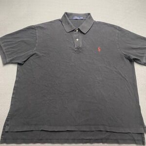 Polo‎ Ralph Lauren Polo Shirt Mens 2XB Big Black Embroidered Red Pony Pique Knit